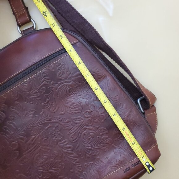 Jack Georges Voyager Floral Embossed Genuine Leather Backpack - Picture 11 of 16